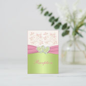 DRUCKTE RIBBON Pink Ivory Green Enclosure Card Begleitkarte (Stehend Vorderseite)
