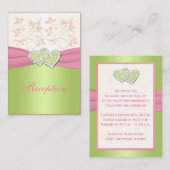 DRUCKTE RIBBON Pink Ivory Green Enclosure Card Begleitkarte (Vorne/Hinten)