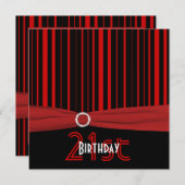 DRUCKTE RIBBON Rot und Schwarz Streifen 21. Geburt Einladung (Vorne/Hinten)