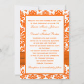 DRUCKTE RIBBON Weiß, Orange Damask Wedite Einladun Einladung (Rückseite)