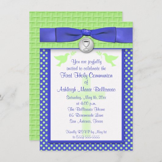 DRUCKTE RIBON Einladung zur ersten Heiligen Kommun (Vorne/Hinten)