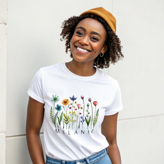 DRUCKTE WILD-BLUME Tri-Blend SHIRT