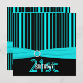 DRUCKTES RIBBON Aqua und Schwarzer Streifen 21. Ge Einladung (Vorne/Hinten)