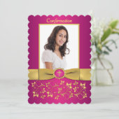 DRUCKTES RIBBON Scallop-Efied Confirmation-Foto Einladung (Stehend Vorderseite)