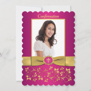 DRUCKTES RIBBON Scallop-Efied Confirmation-Foto Einladung