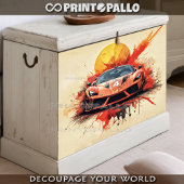 Drucktinte GT3 Supercar bei Sonnenuntergang Seidenpapier