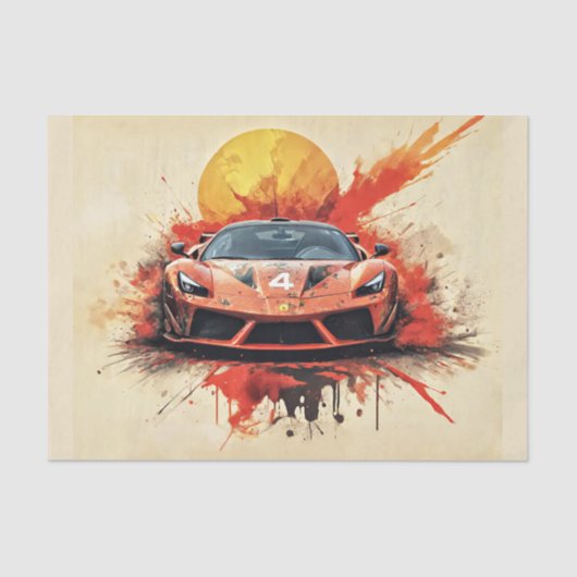 Drucktinte GT3 Supercar bei Sonnenuntergang Seidenpapier (Vorderseite)