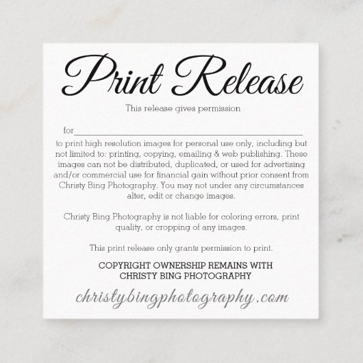 Druckversion Quadratische Visitenkarte (Rückseite)