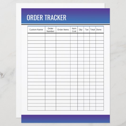 Druckvorlage für den Ordertracker (Vorne/Hinten)