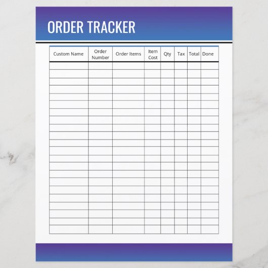 Druckvorlage für den Ordertracker (Vorderseite)
