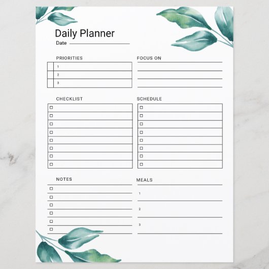 Druckvorlage für den täglichen Planer (Vorderseite)