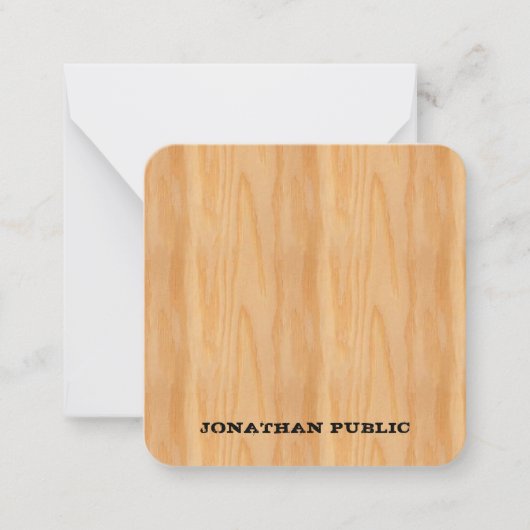 Druckvorlage für Mit Monogramm Holzschau Mitteilungskarte (Vorderseite)