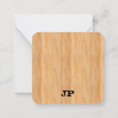 Druckvorlage für Mit Monogramm Holzschau Mitteilungskarte (Rückseite)