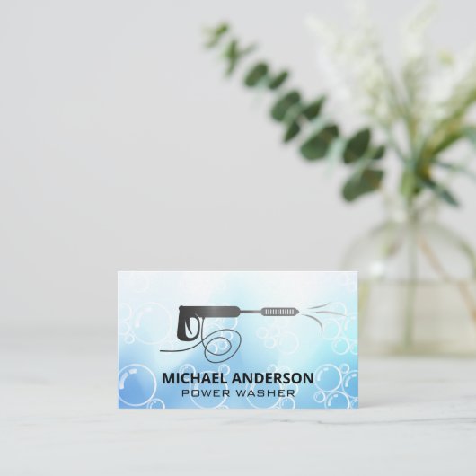 Druckwäscher-Logo | Soap Bubbles Business Card Visitenkarte (Stehend Vorderseite)