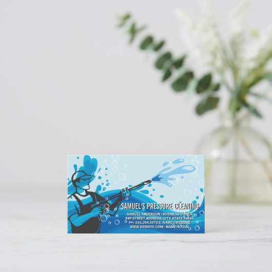 Druckwassersprüharbeiter | Seifenblasen Visitenkarte (Stehend Vorderseite)