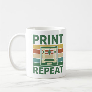 Druckwiederholung Retro 3D-Drucker Grafik T-Shirt Kaffeetasse