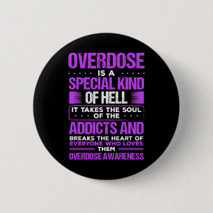 Drug Abuse Purple Ribbon Addict Overdose Awareness Button