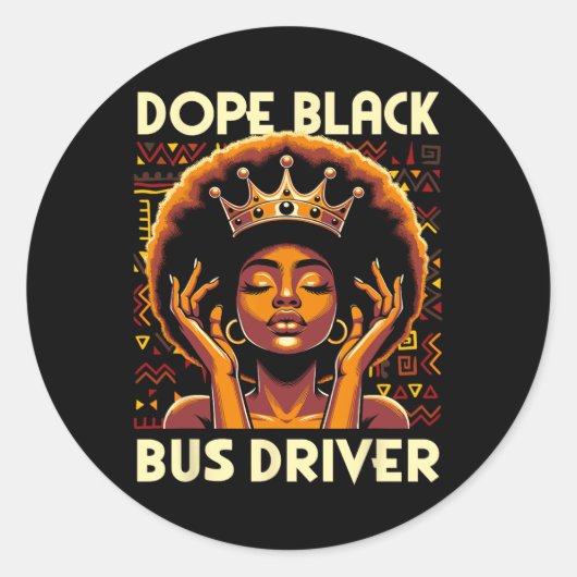 Drug Black Bus Driver African American Afro Melani Runder Aufkleber (Vorderseite)