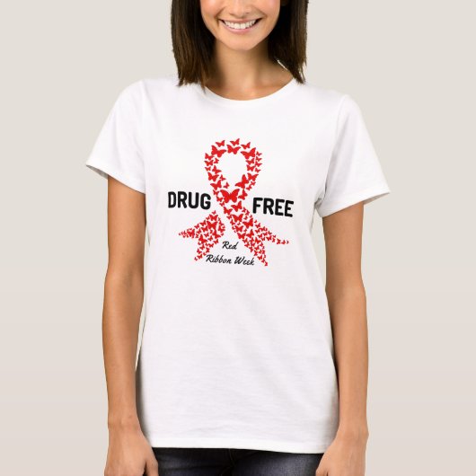 Drug Free Red Ribbon Wewareness T-Shirt (Vorderseite)