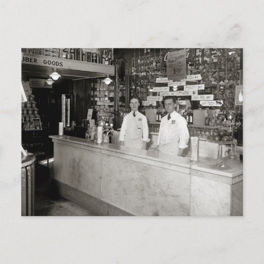 Drug Store Soda Fountain, 1921 Postkarte (Vorderseite)