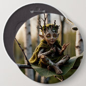 Druid Bard Fae on a Birch Tree Button (Vorne & Hinten)