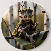 Druid Bard Fae on a Birch Tree Button (Vorderseite)