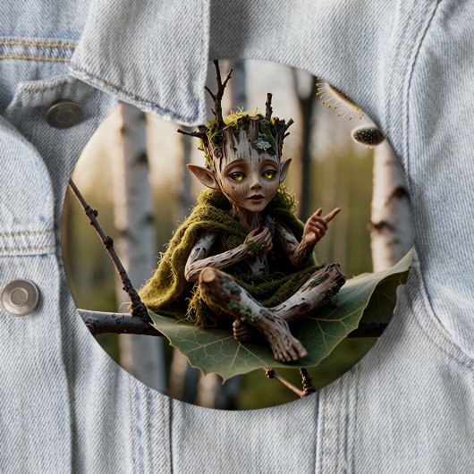 Druid Bard Fae on a Birch Tree Button (Beispiel)