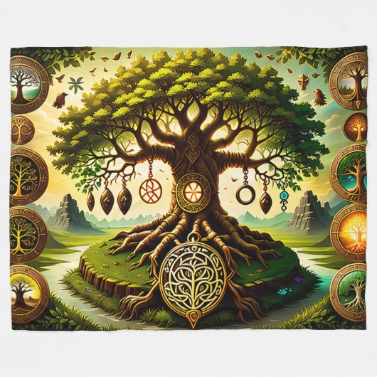 Druid Grove: Der Baum des Lebens enthüllt Wirbel Fleecedecke (Vorderseite (Horizontal))