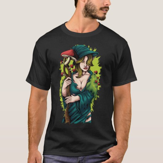 Druid searching for mushrooms T-Shirt (Vorderseite)