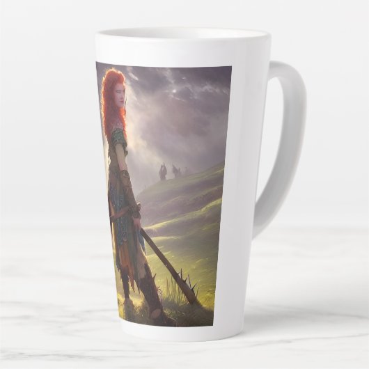 Druid Warrior Princess Fantasy Art Milchtasse (Rechte Ecke)