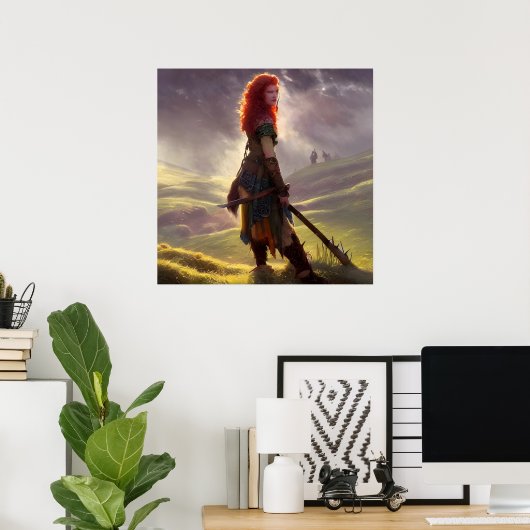 Druid Warrior Princess Fantasy Art Poster (Heimbüro)