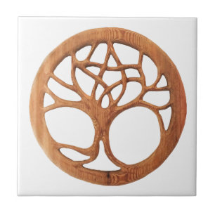 Druide-Baum mit verstecktem keltischem Pentagramm Fliese