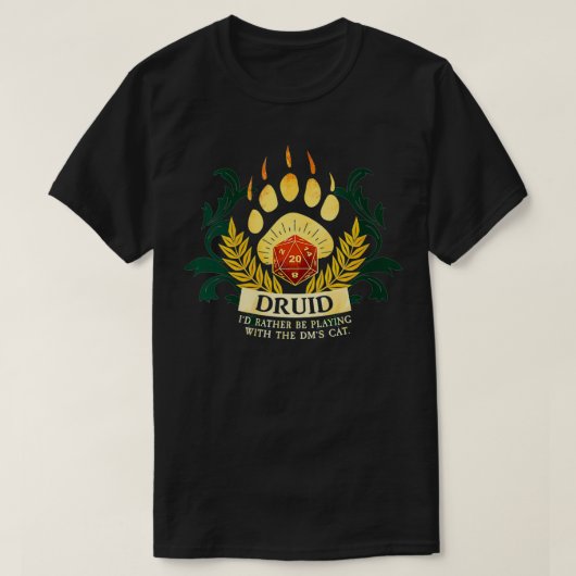 Druiden Class D20 Tabletop Dungeons RPG Drago T-Shirt (Design vorne)