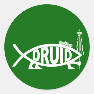 Druiden Fish Runder Aufkleber
