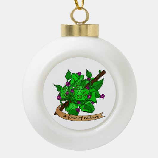 Druiden-Würfel Keramik Kugel-Ornament (Vorderseite)