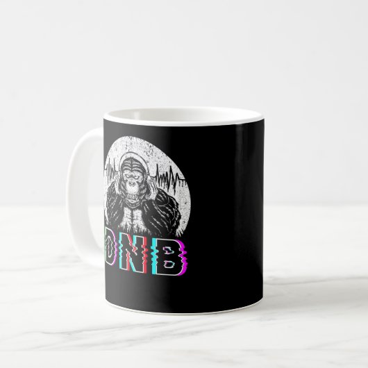 Drum and Bass Electronic Gorilla Vaporwave Music Kaffeetasse (Vorderseite Links)