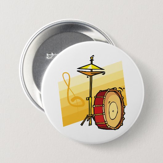Drum and Cymbal Music Percussion Art Button (Vorne & Hinten)