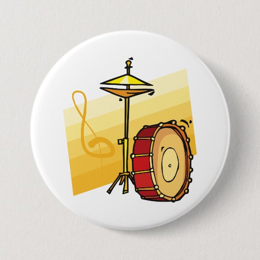 Drum and Cymbal Music Percussion Art Button (Vorderseite)