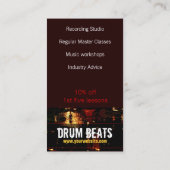 Drum Beats Music Business Card Hinweiskarte (Rückseite)