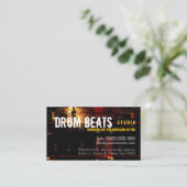 Drum Beats Music Business Card Hinweiskarte (Stehend Vorderseite)