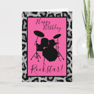 Drum Birthday Card Drummer Girl Rockstar Musiker Karte