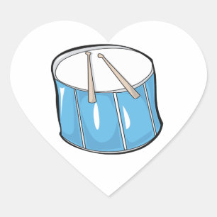 Drum Blue Handdrawn Look Herz-Aufkleber