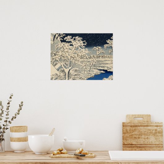 Drum Bridge bei Meguro, von Ando Hiroshige Poster (Küche)