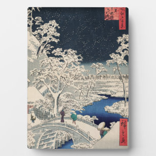 Drum Bridge in Snow Vintage Ukiyo-e japanische Kun Fotoplatte