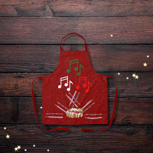 Drum cake, Cookie Batons und musikalische Noten ro Schürze
