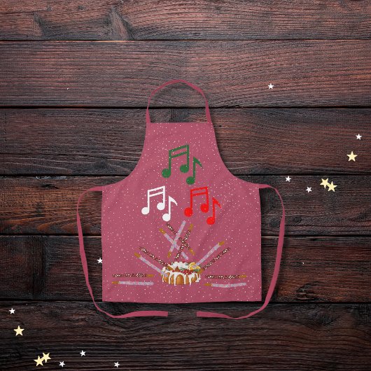 Drum cake, Cookie Batons und musikalische Noten ro Schürze