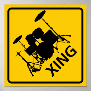 Drum Crossing Highway Sign Poster
