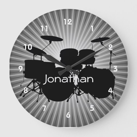 Drum Design Wall Clock Große Wanduhr (Vorderseite)