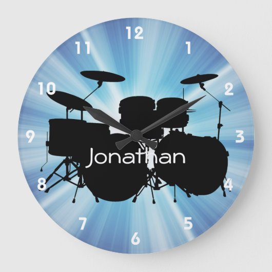 Drum Design Wall Clock Große Wanduhr (Vorderseite)
