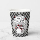 Drum Geboren zu Rock & Roll Drummer Musician Party Pappbecher (Rückseite)